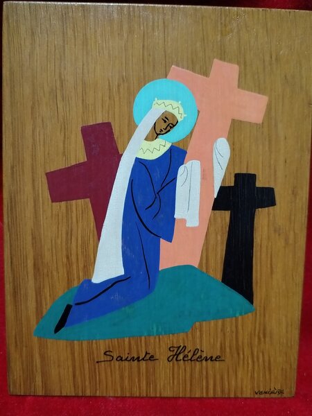 Icoana pictata pe lemn, Sainte Helene si semnata